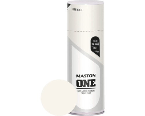 Peinture aérosol Maston ONE mat blanc crème 400 ml Peinture aérosol Maston One, teinte crème RAL 9001, mat