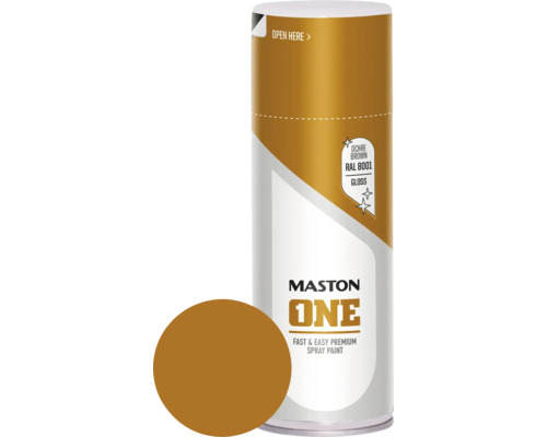 Maston Peinture aérosol ONE brillante RAL 8001 brun terre de Sienne 400 ml