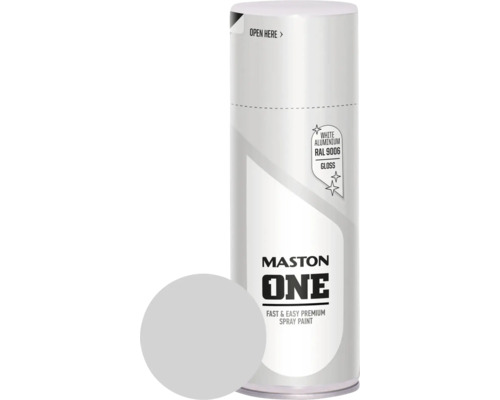Maston Peinture aérosol ONE brillante RAL 9006 aluminium blanc 400 ml
