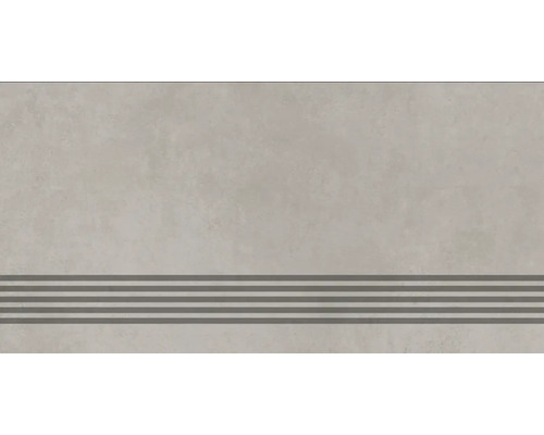 Marche d'escalier en grès cérame fin Manhattan grey 30x60x0,9 cm mat rectifiée