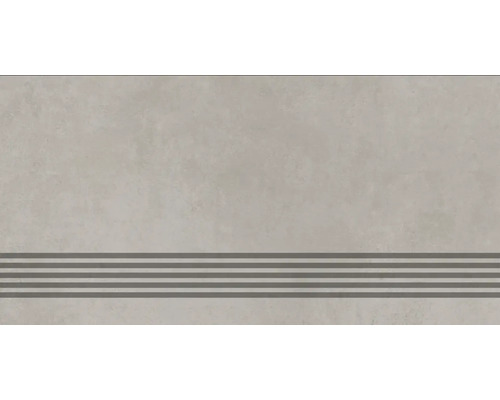 Marche d'escalier en grès cérame fin MIRAVA MANHATTAN grey mat LxLxE 30x60x0.9 cm