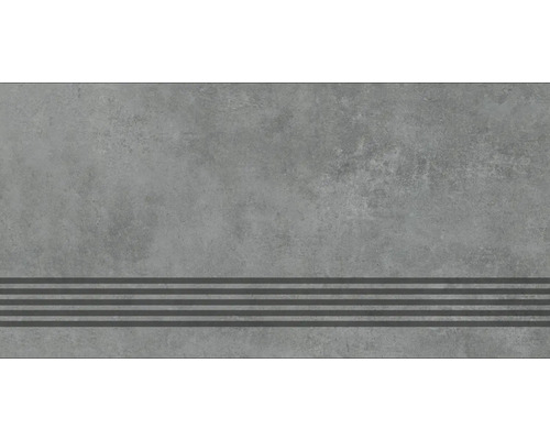 Marche d'escalier en grès cérame fin MIRAVA MANHATTAN anthracite mat LxLxE 30x60x0.9 cm