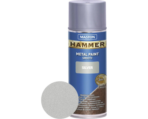 Maston Metallschutz Spray Hammer glatt silber 400 ml Maston Hammer Metalllack Spraydose mit Rostschutzfunktion