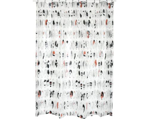 Rideau de douche MSV Graphic Design PEVA 180 x 200 cm rouge noir transparent Rideau de douche avec motif graphique