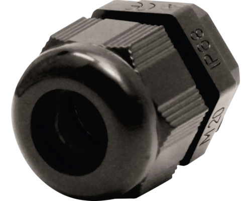 Schwarze Kabelverschraubung M20 mit Schutzart IP68