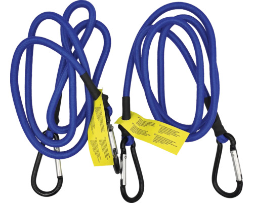 Deux tendeurs élastiques bleus avec mousquetons