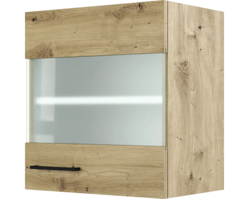 Armoire suspendue avec porte vitrée Cara 50 x 32 x 54,8 cm façade chêne design mat corps chêne clair