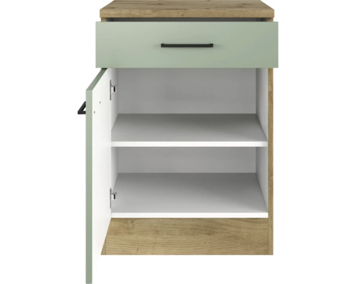 Table de chevet avec tiroir et porte ouverte pour le rangement dans la chambre