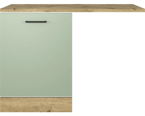 Küchenschrank mit Griff und Arbeitsplatte in Holzoptik