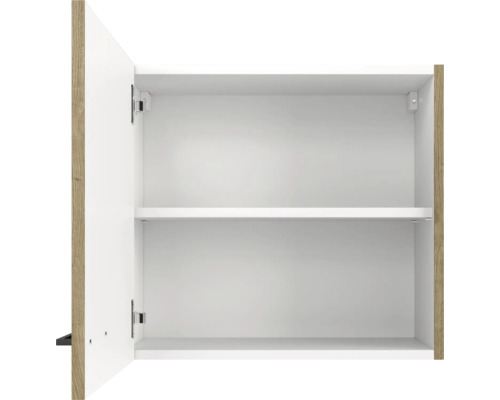 Armoire de salle de bain ouverte avec une étagère