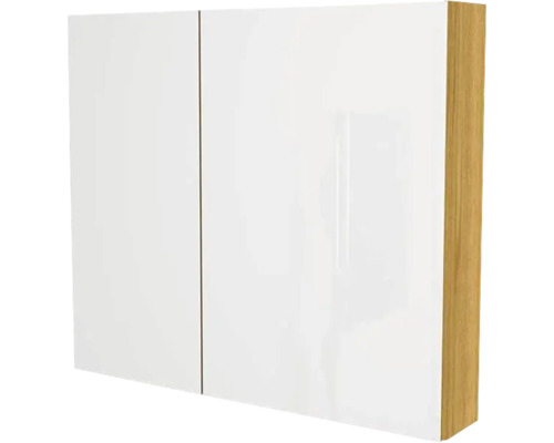 Armoire de toilette Devo Vena 2.0 droite lxhxp 80x70x15 cm kitami mountain Armoire de toilette avec deux portes et cadre en bois