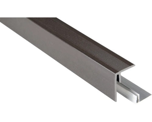 Konsta Seitenabschluss Graubraun 2500x64x48 mm Treppenkantenprofil aus Metall mit geriffelter Oberfläche