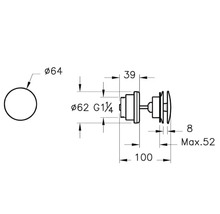 Dessin technique d''une soupape avec indications de dimensions.