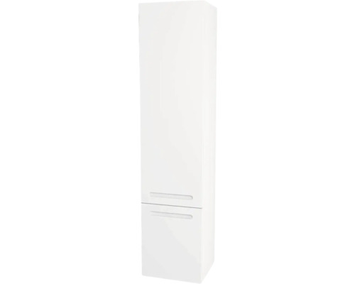 Armoire haute suspendue avec 2 portes Devo Vena 2.0 gauche lxhxp 35x150x33 cm arctic white haute brillance - poignée fraisée