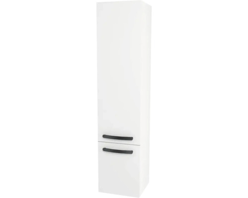 Armoire haute suspendue avec 2 portes Devo Vena 2.0 droite lxhxp 35x150x33 cm arctic white haute brillance - poignée noire