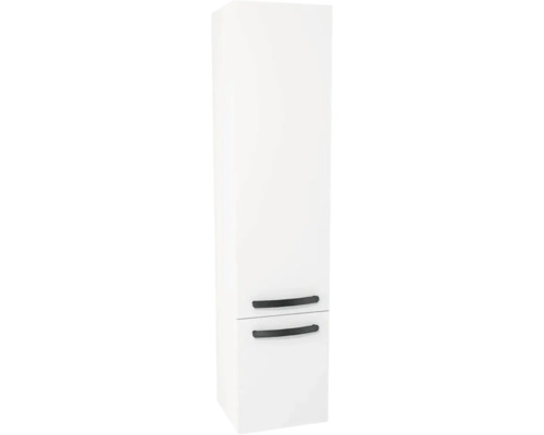 Armoire haute suspendue avec 2 portes Devo Vena 2.0 gauche lxhxp 35x150x33 cm arctic white haute brillance - poignée noire