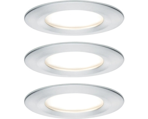 Drei runde LED Einbaustrahler aus Metall