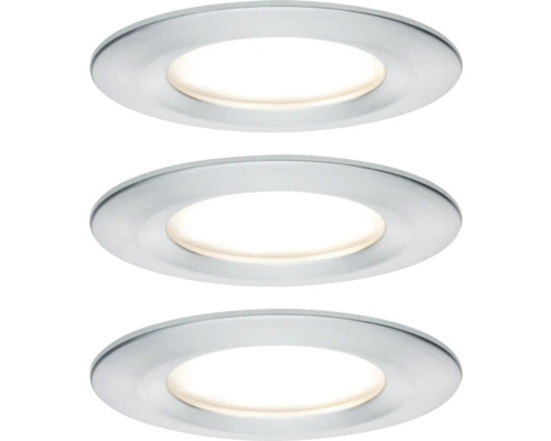 Drei runde LED-Einbaustrahler aus Metall
