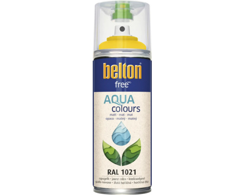 Peinture en bombe aérosol Belton Free PU Ral 1021 jaune colza mat 400 ml