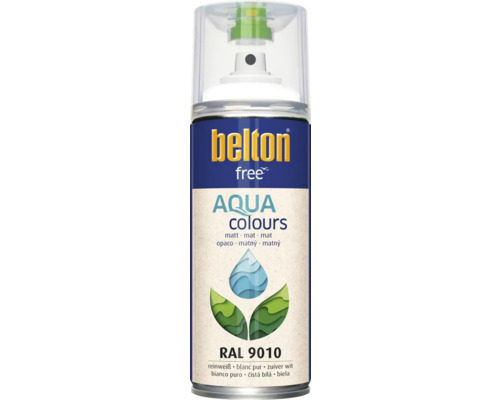 Peinture en bombe aérosol Belton Free PU Ral 9010 blanc pur mat 400 ml