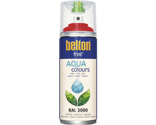 Peinture en bombe aérosol Belton Free PU Ral 3000 rouge feu mat 400 ml