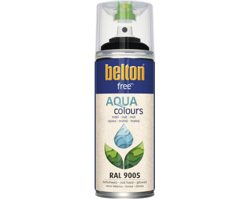 Peinture en bombe aérosol Belton Free PU Ral 9005 noir profond mat 400 ml