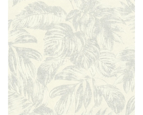 Papier peint intissé 39340-3 Casual Living feuilles blanc argent Papier peint à motif de plantes
