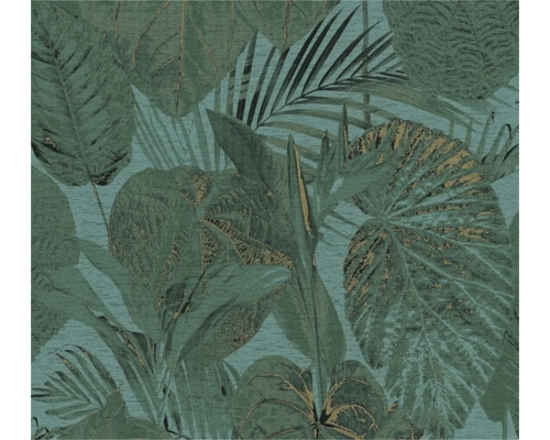 Papier peint intissé 39355-3 Famous Garden feuille de jungle vert or
