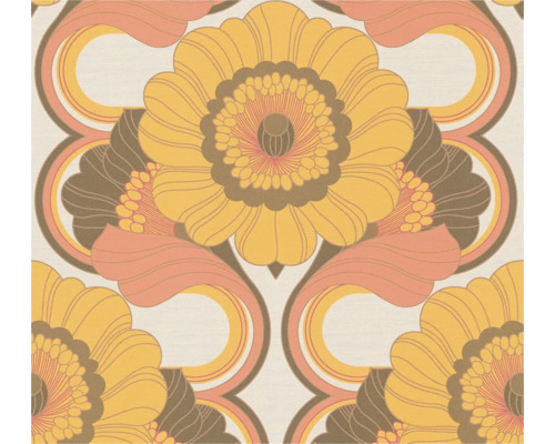 Papier peint intissé 39530-4 Retro Chic Retro marron jaune orange