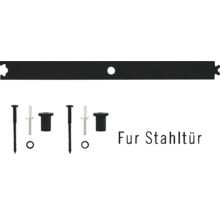 Matériel de fixation pour porte en acier avec rail, vis et chevilles