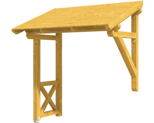 Holz Vordach mit dekorativem Querbalken