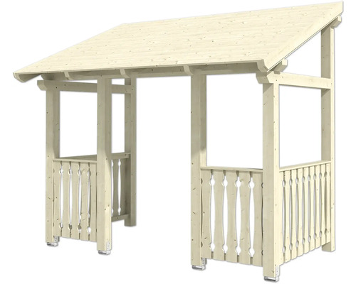 Holzpavillon mit Dach und Geländer