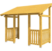Holzunterstand mit Dach und Geländer