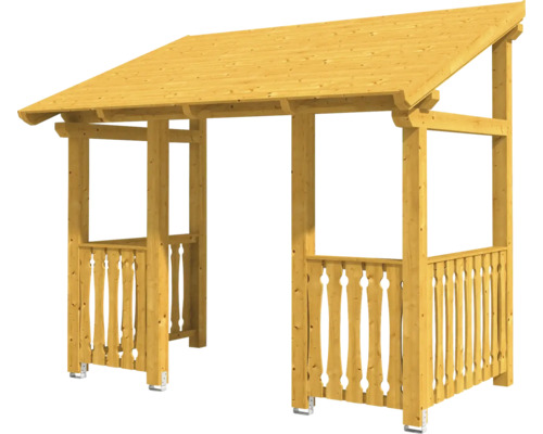 Holzunterstand mit Dach und Geländer