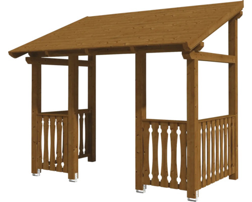 Holzpavillon mit Dach und Geländer