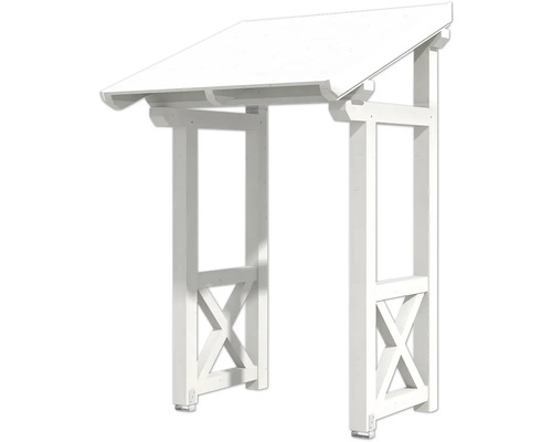 Weisse Gartenlaube aus Holz mit Dach
