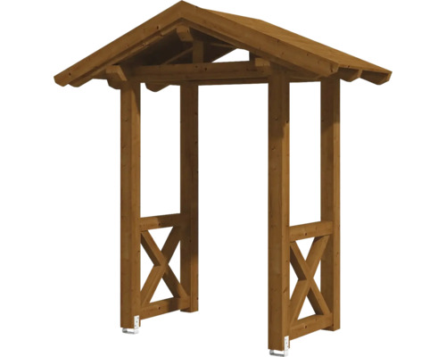 Gartenbogen aus Holz mit Dach