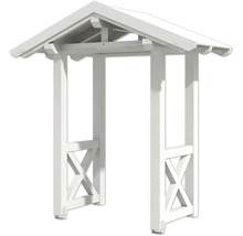 Weisse Gartenlaube aus Holz mit Dach