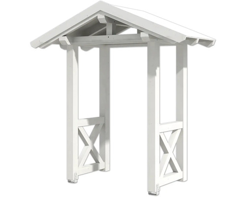 Weisse Gartenlaube aus Holz mit Dach