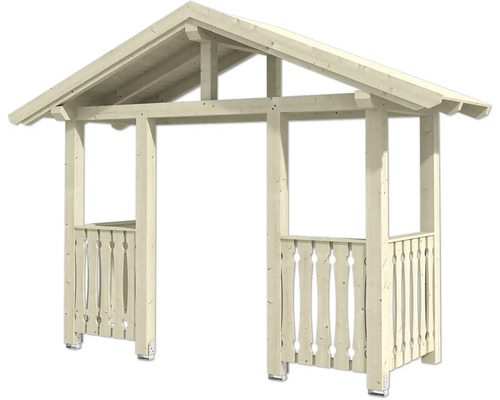 Holzpavillon mit Satteldach und Geländer