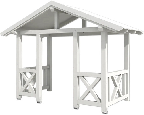 Weisser Holzpavillon mit Dach für den Garten