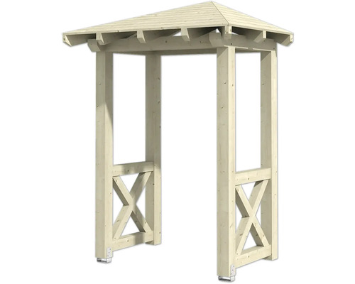 Gartentor aus Holz mit Dach