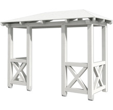 Weisse Gartenpergola aus Holz mit Dach