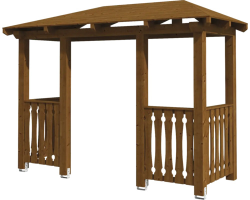 Holzpavillon mit Dach und Geländer