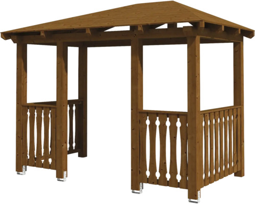 Holzpavillon mit Dach und Geländer