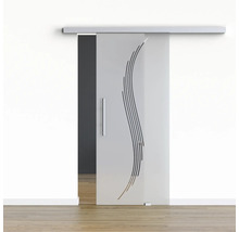 Pertura Glasschiebetür Komplettset Glera Sweep 02 1025x2050 mm Rechts inkl. Beschlag Selir Aluminium natur,Stangengriff