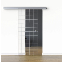 Pertura Glasschiebetür Komplettset Glera Mesh 01 1025x2050 mm Links inkl. Beschlag Selir Aluminium Edelstahloptik,Griffmuschel