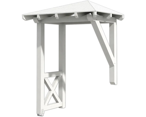 Weisse Gartenpergola aus Holz mit Dach