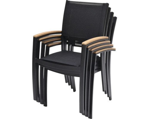 Chaises de jardin empilables avec accoudoirs en bois