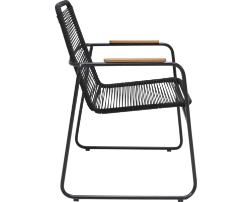 Fauteuil noir avec accoudoirs en bois